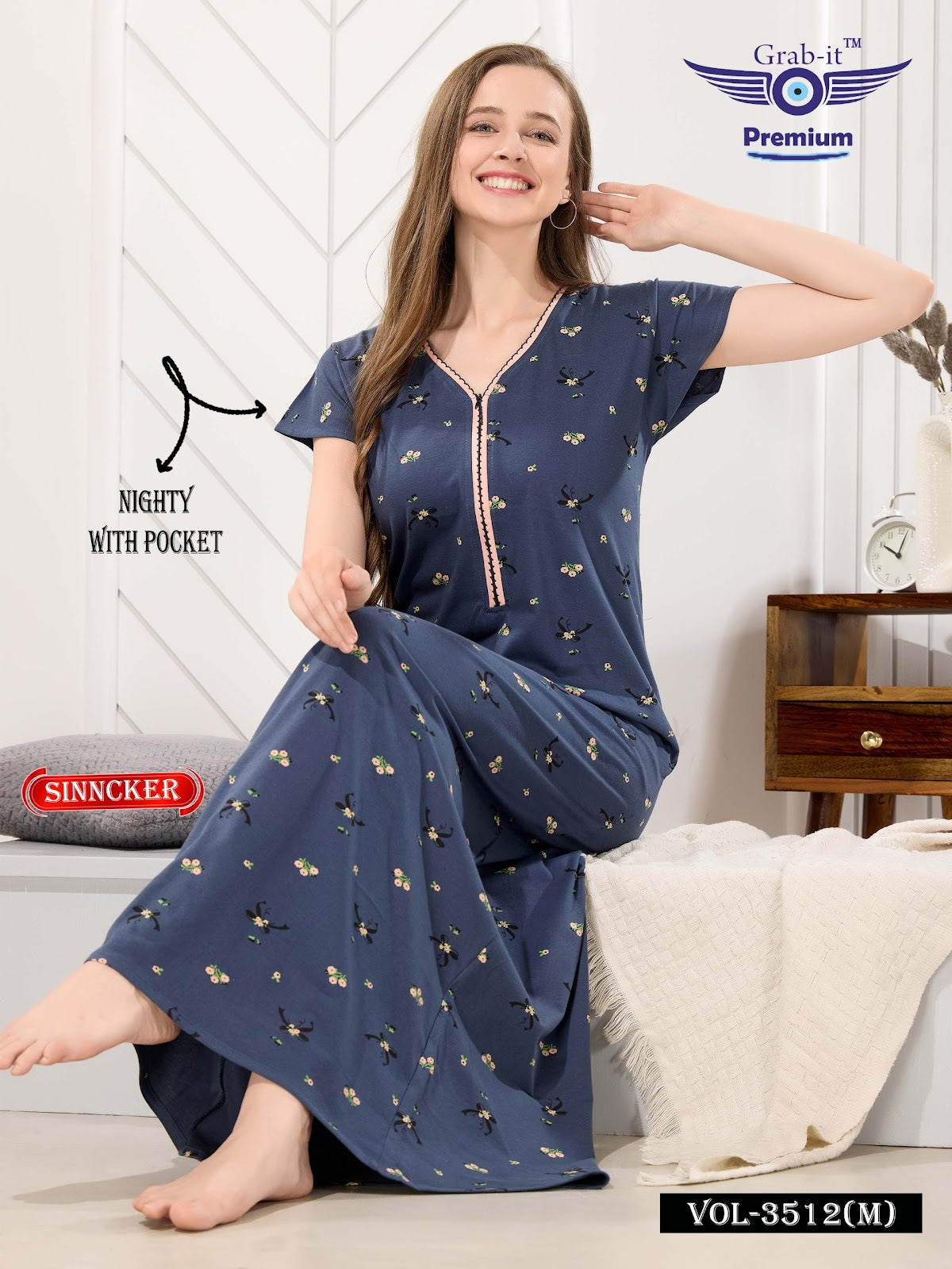 Vol 3512 M Grab It Sinker Night Gowns Wholesaler