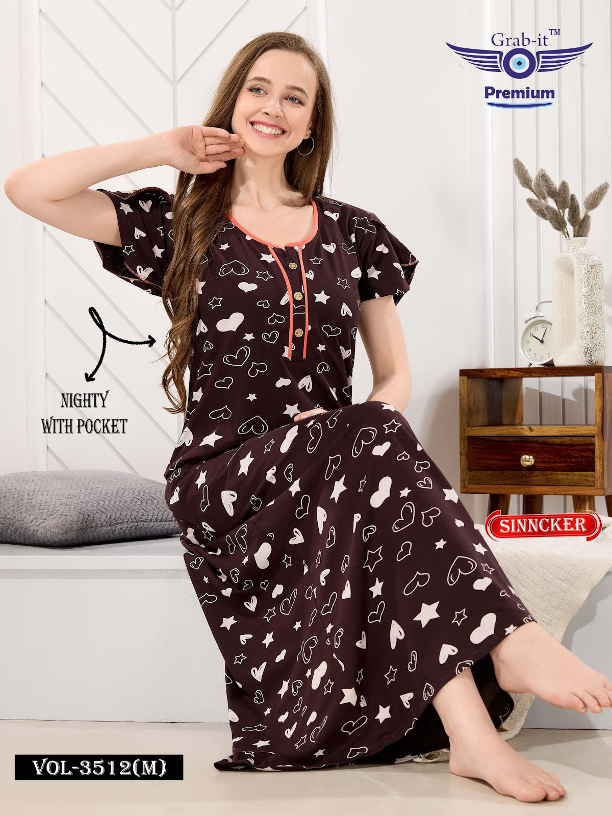 Vol 3512 M Grab It Sinker Night Gowns Wholesaler