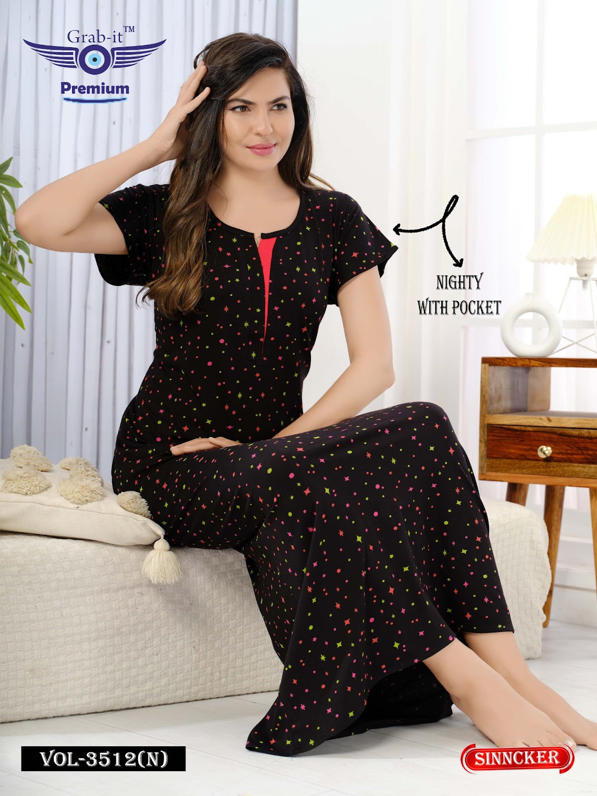 Vol 3512 N Grab It Sinker Night Gowns Exporter Ahmedabad