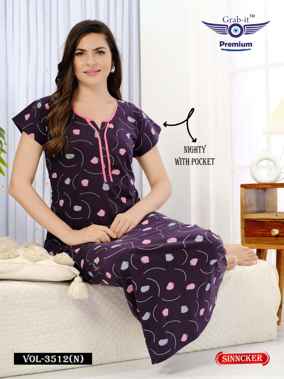 Vol 3512 N Grab It Sinker Night Gowns Exporter Ahmedabad