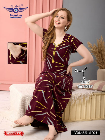 Vol 3512 O Grab It Sinker Night Gowns Wholesaler Ahmedabad