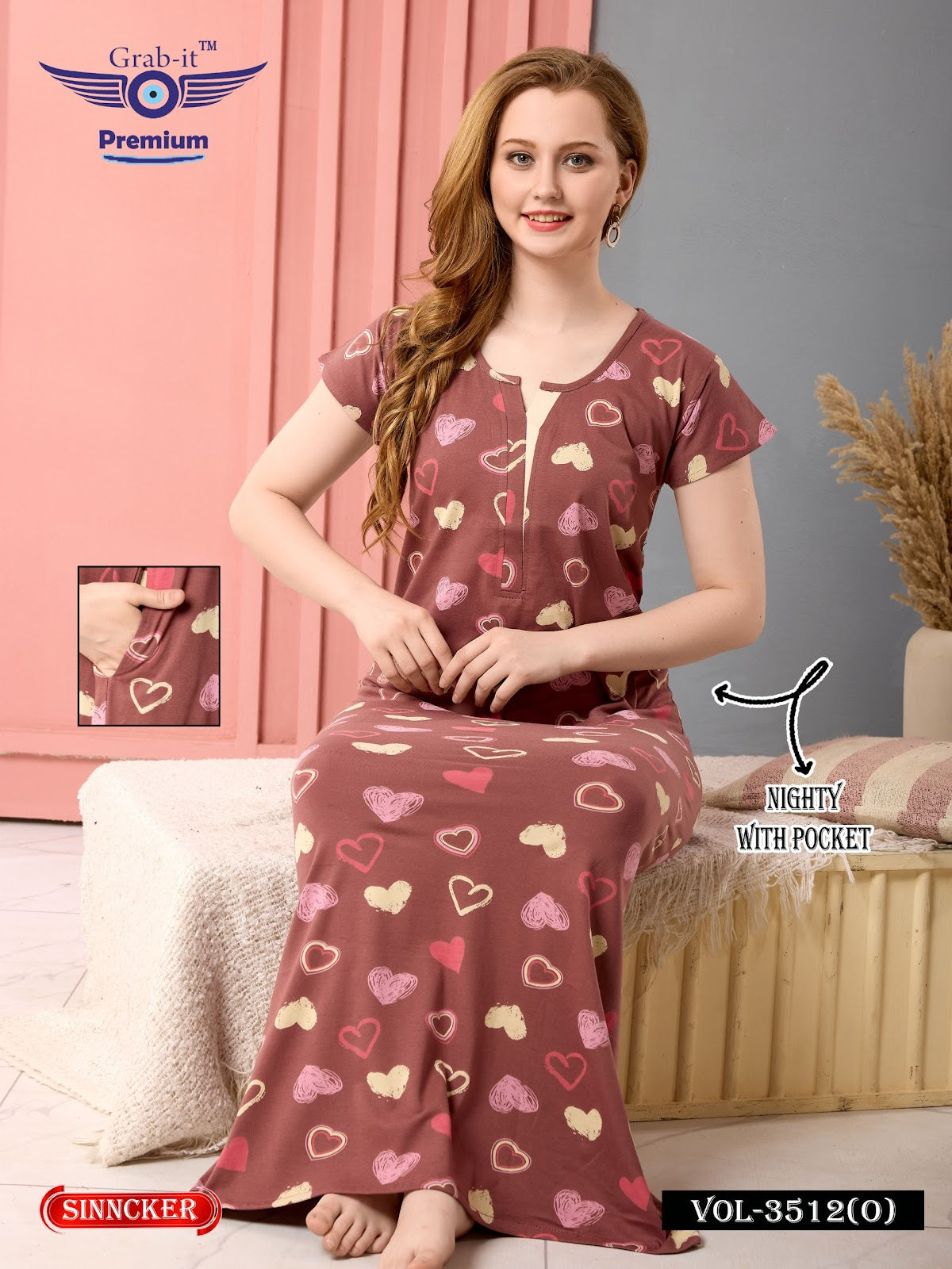 Vol 3512 O Grab It Sinker Night Gowns Wholesaler Ahmedabad