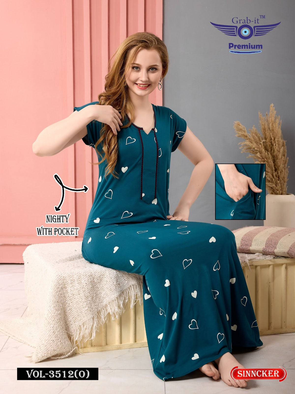 Vol 3512 O Grab It Sinker Night Gowns Wholesaler Ahmedabad