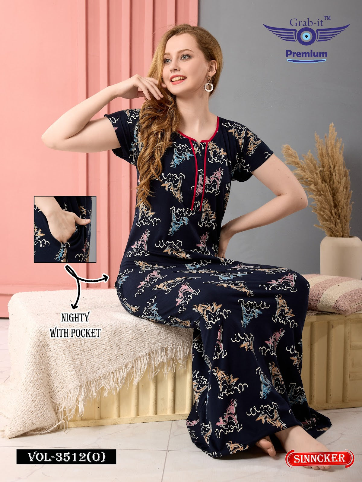 Vol 3512 O Grab It Sinker Night Gowns Wholesaler Ahmedabad