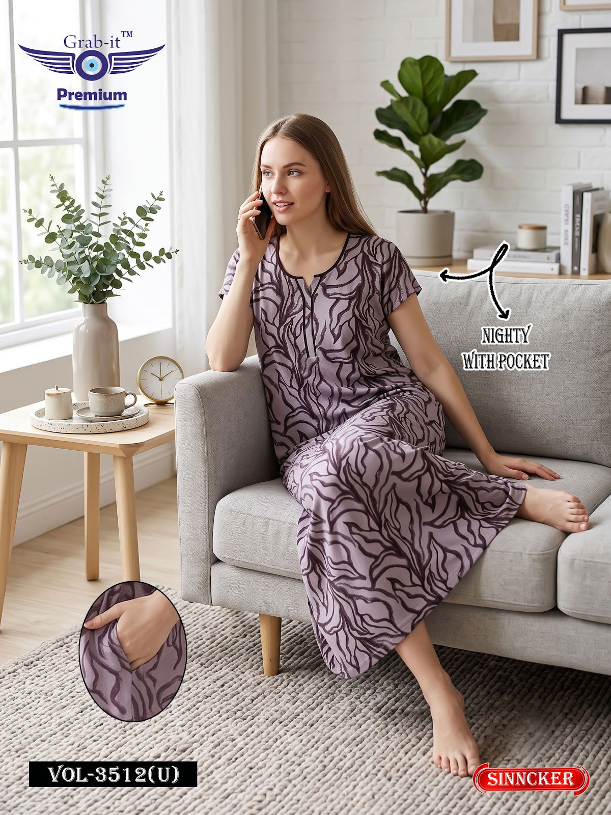 Vol 3512 U Grab It Sincker Night Gowns Supplier Ahmedabad