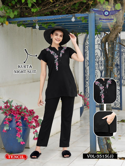 Vol 3515 J Grab It Tencil Kurta Night Suits Exporter India
