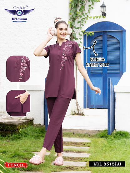 Vol 3515 J Grab It Tencil Kurta Night Suits Exporter India