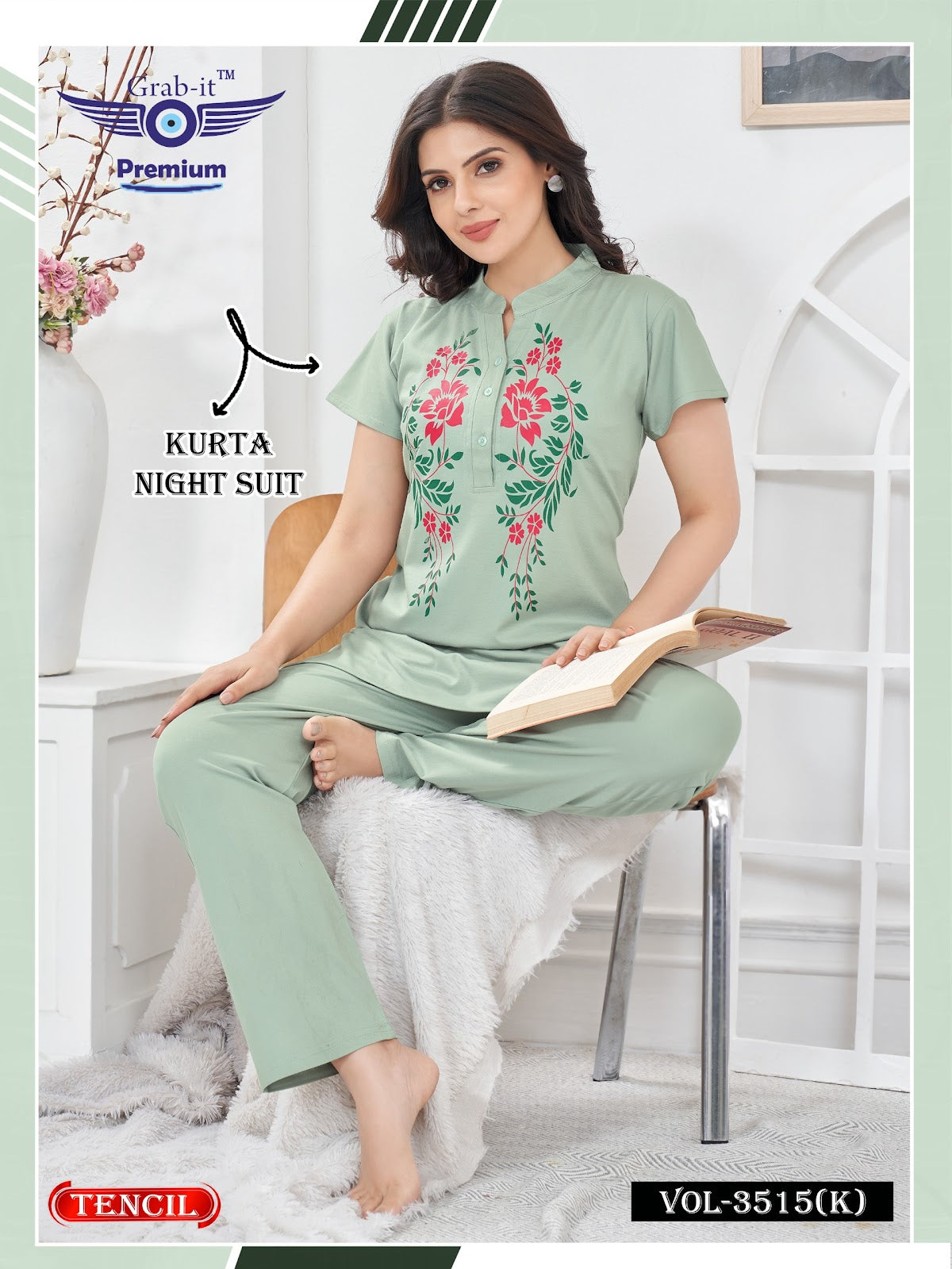 Vol 3515 K Grab It Tencil Kurta Night Suits Supplier India