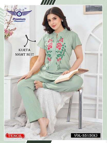 Vol 3515 K Grab It Tencil Kurta Night Suits Supplier India