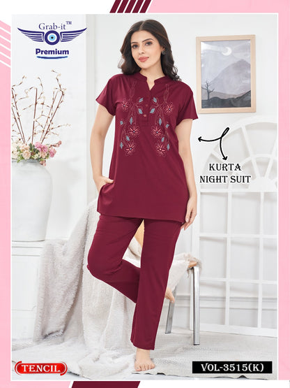 Vol 3515 K Grab It Tencil Kurta Night Suits Supplier India