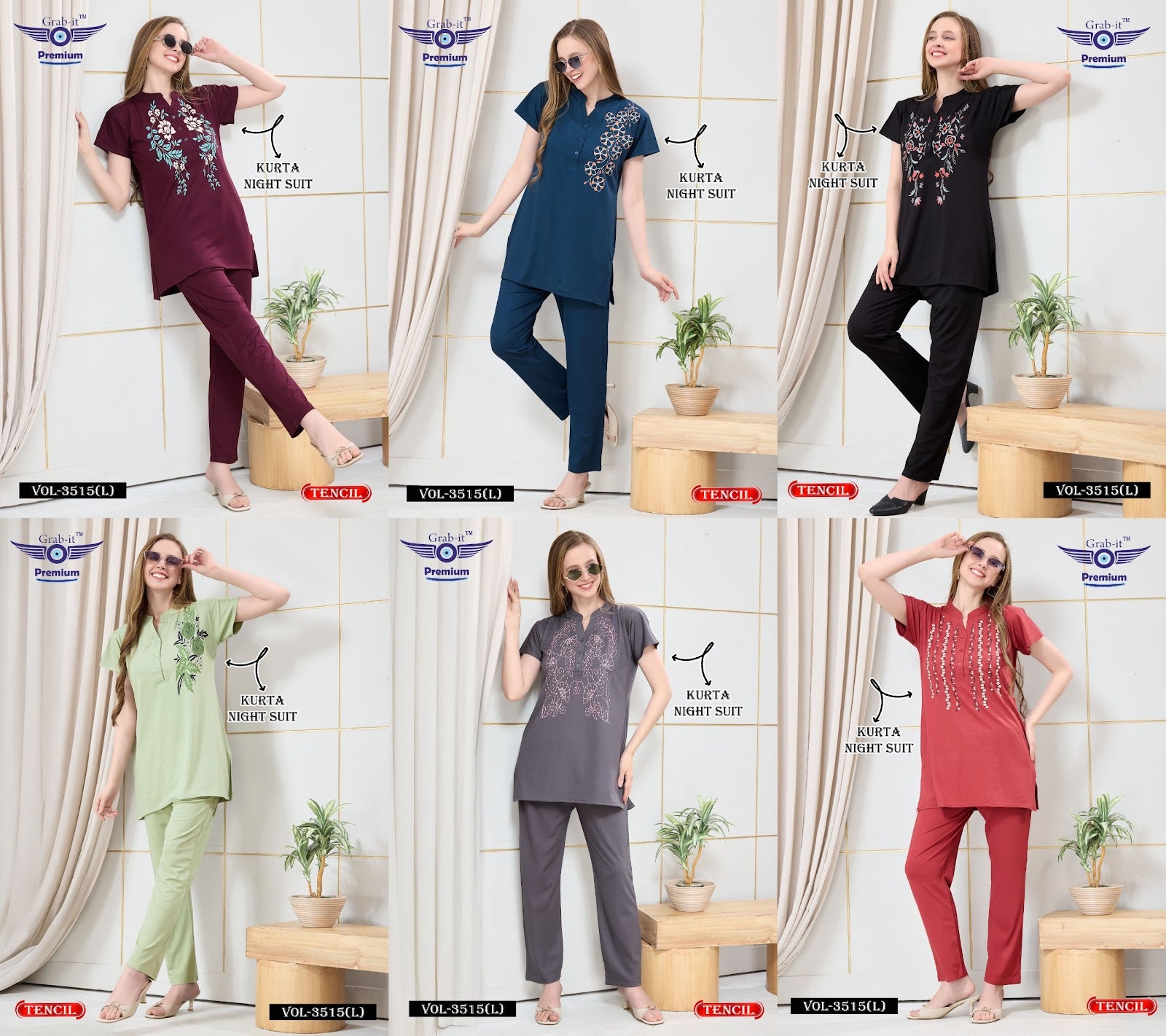 Vol 3515 L Grab It Tencil Kurta Night Suits Exporter Gujarat