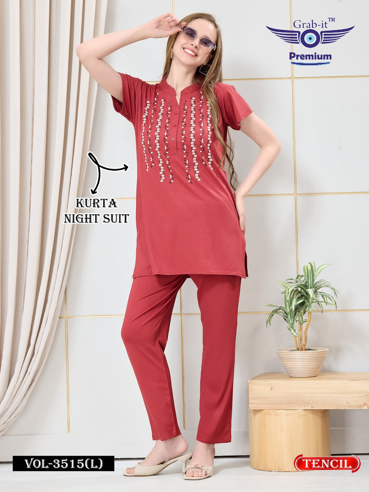 Vol 3515 L Grab It Tencil Kurta Night Suits Exporter Gujarat
