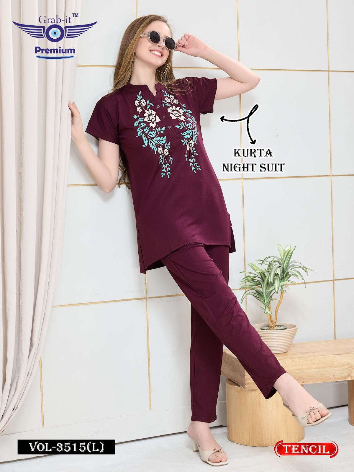 Vol 3515 L Grab It Tencil Kurta Night Suits Exporter Gujarat