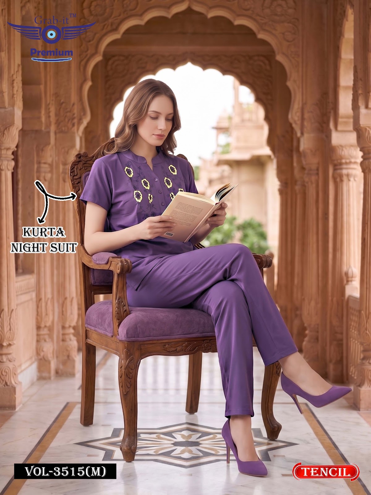Vol 3515 M Grab It Tencil Kurta Night Suits Wholesaler India