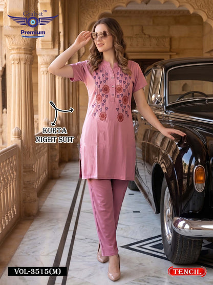 Vol 3515 M Grab It Tencil Kurta Night Suits Wholesaler India