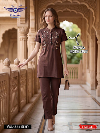 Vol 3515 M Grab It Tencil Kurta Night Suits Wholesaler India