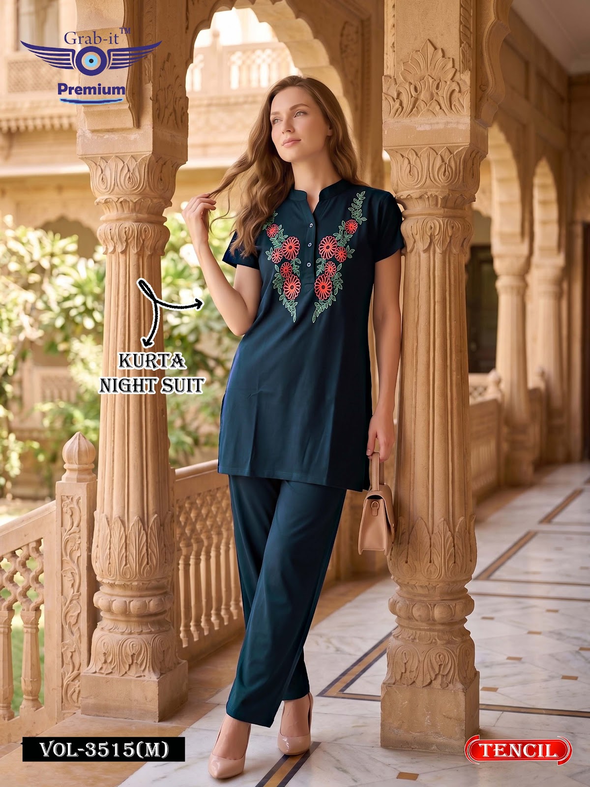 Vol 3515 M Grab It Tencil Kurta Night Suits Wholesaler India