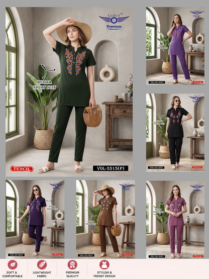 Vol 3515 P Grab It Tencil Kurta Night Suits Manufacturer