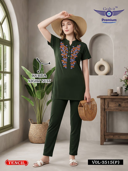 Vol 3515 P Grab It Tencil Kurta Night Suits Manufacturer