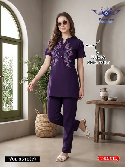 Vol 3515 P Grab It Tencil Kurta Night Suits Manufacturer