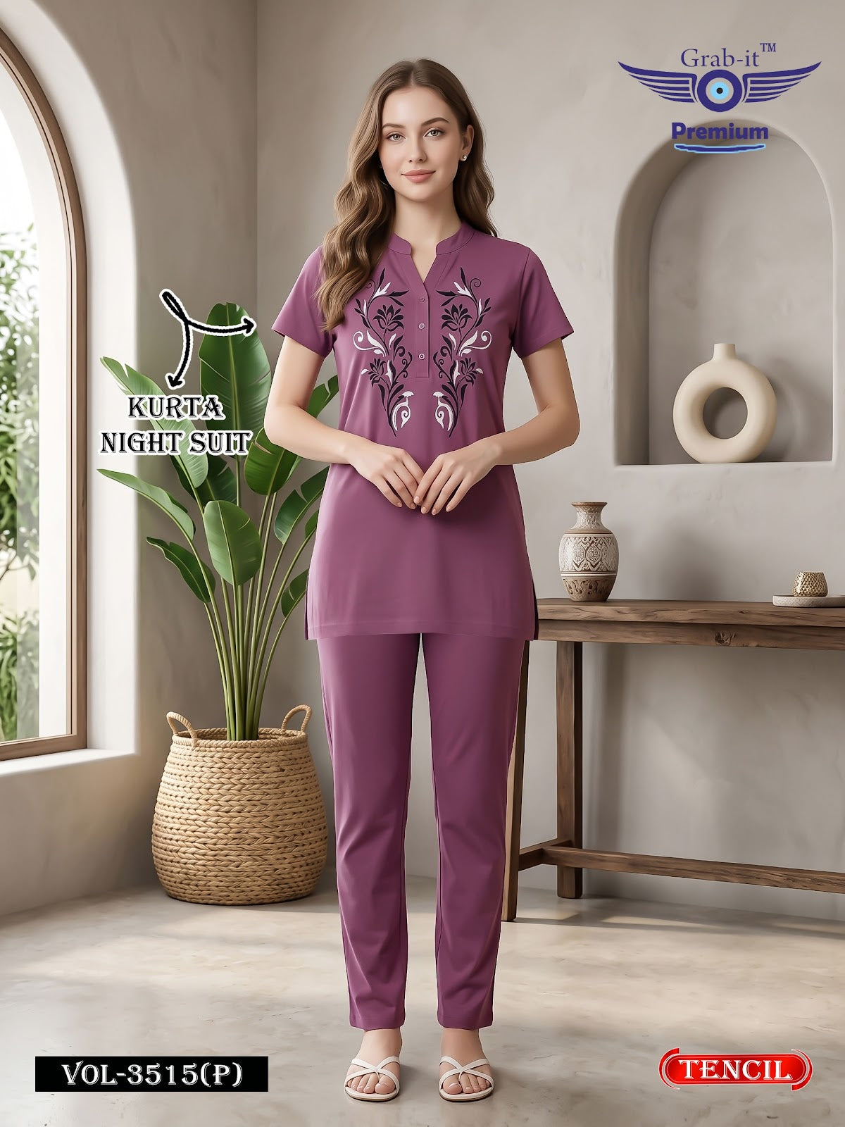 Vol 3515 P Grab It Tencil Kurta Night Suits Manufacturer