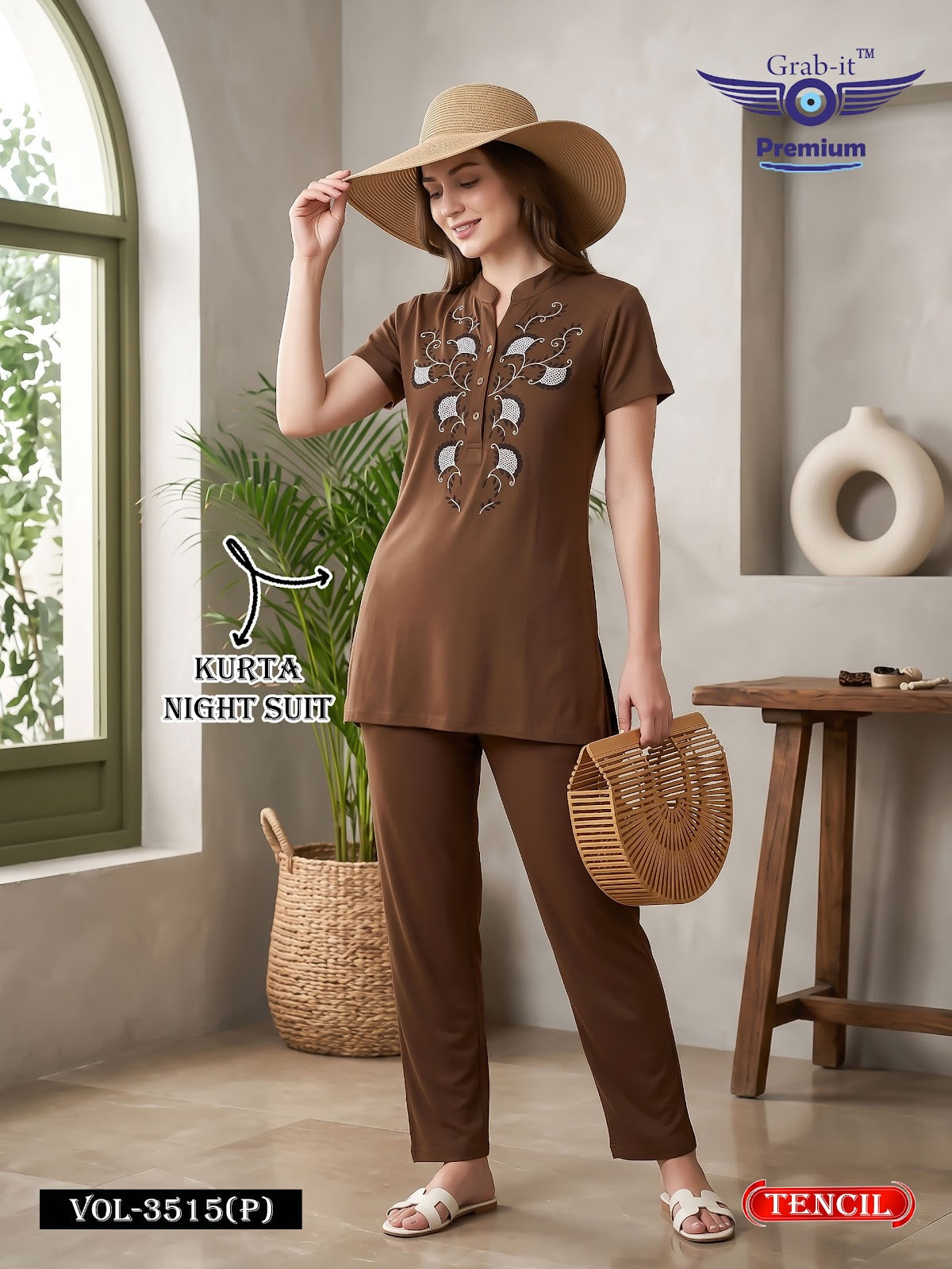 Vol 3515 P Grab It Tencil Kurta Night Suits Manufacturer