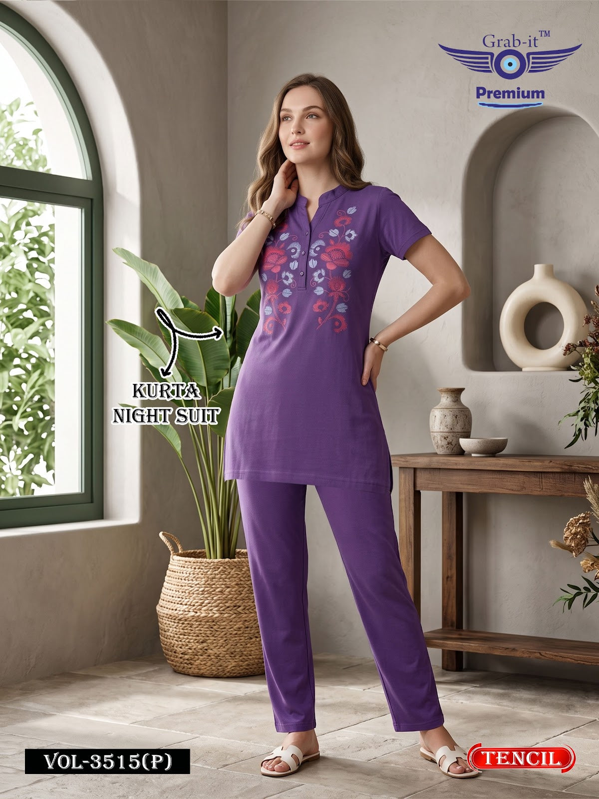 Vol 3515 P Grab It Tencil Kurta Night Suits Manufacturer