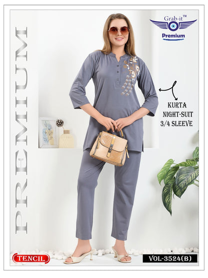 Vol 3524 B Grab It Tencil Kurta Night Suits Supplier