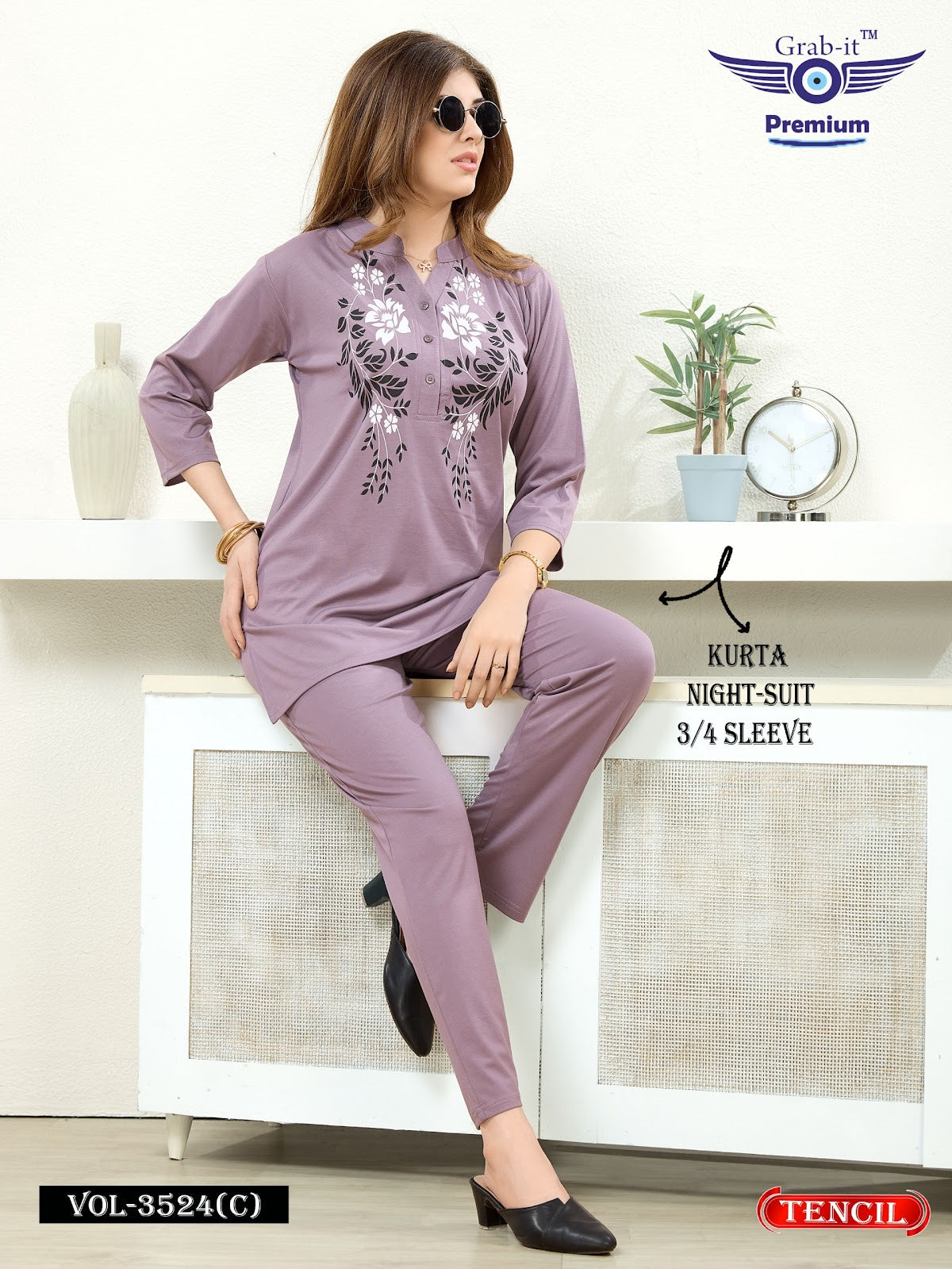 Vol 3524 C Grab It Tencil Kurta Night Suits Exporter