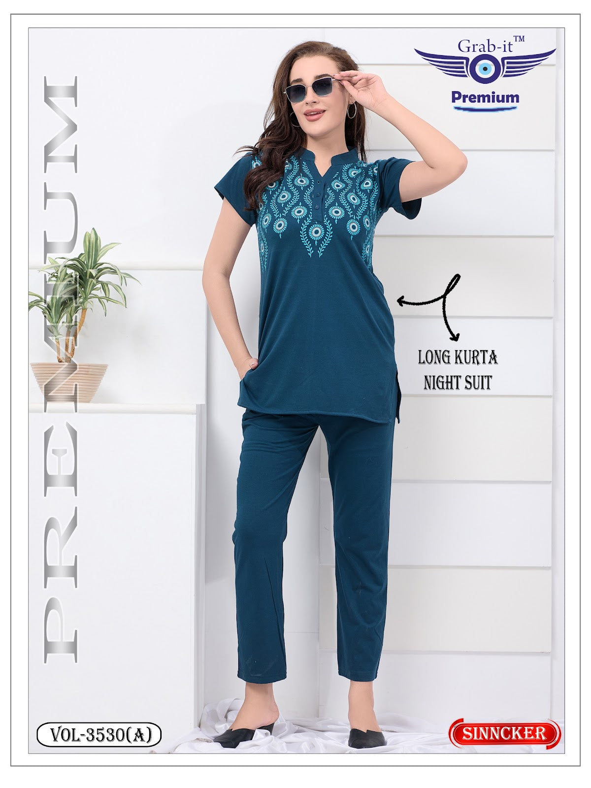 Vol 3530 A Grab It Sincker Kurta Night Suits Supplier India