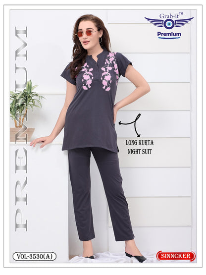 Vol 3530 A Grab It Sincker Kurta Night Suits Supplier India