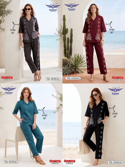 Vol 3532 A Grab It Cotton Linen Co Ord Set Manufacturer Gujarat