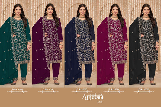 Vol 36 Anjubaa Faux Georgette Pant Style Suits Wholesaler