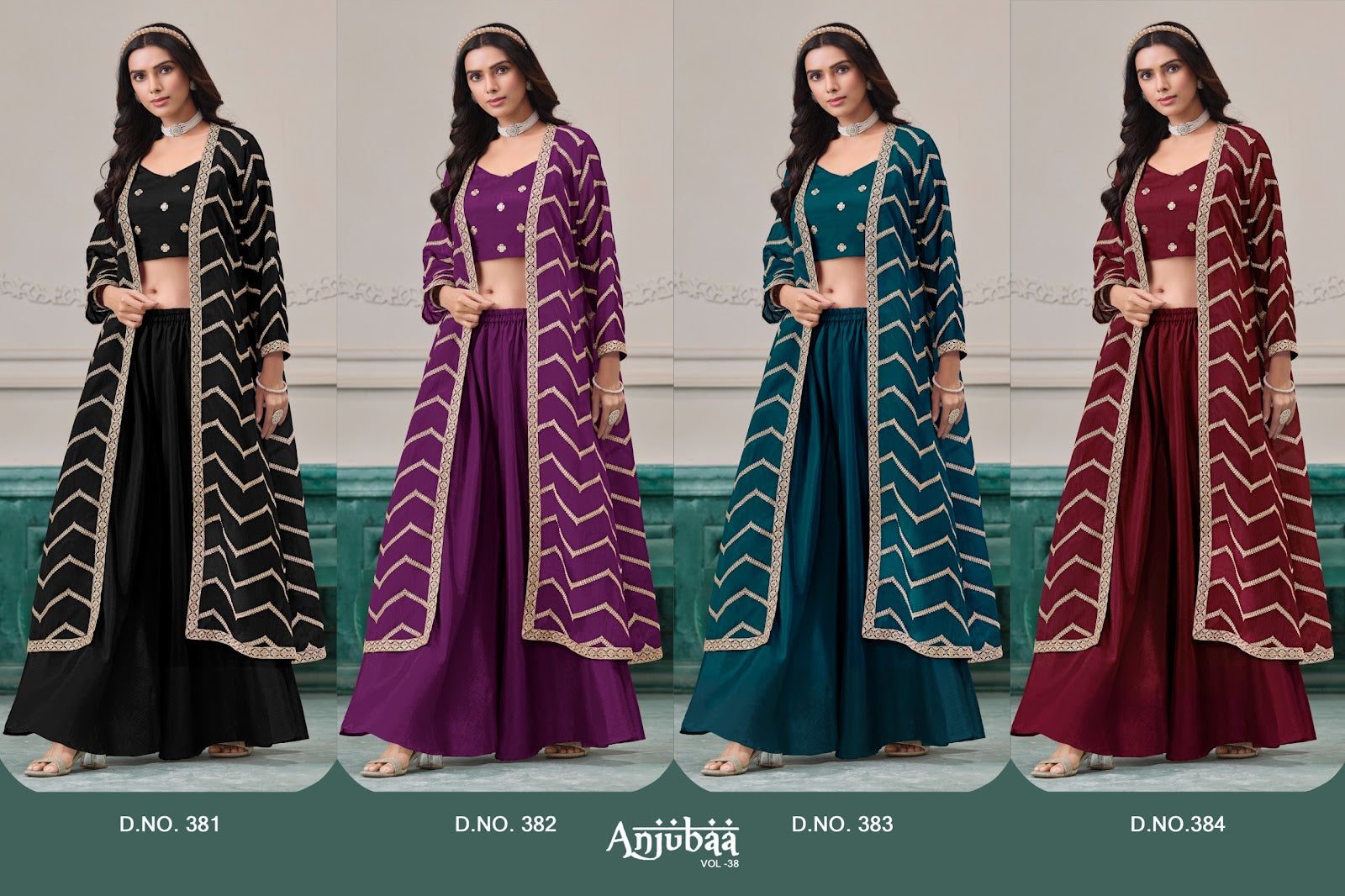 Vol 38 Anjubaa Chinon Crop Top Shurg Palazzo Set Exporter