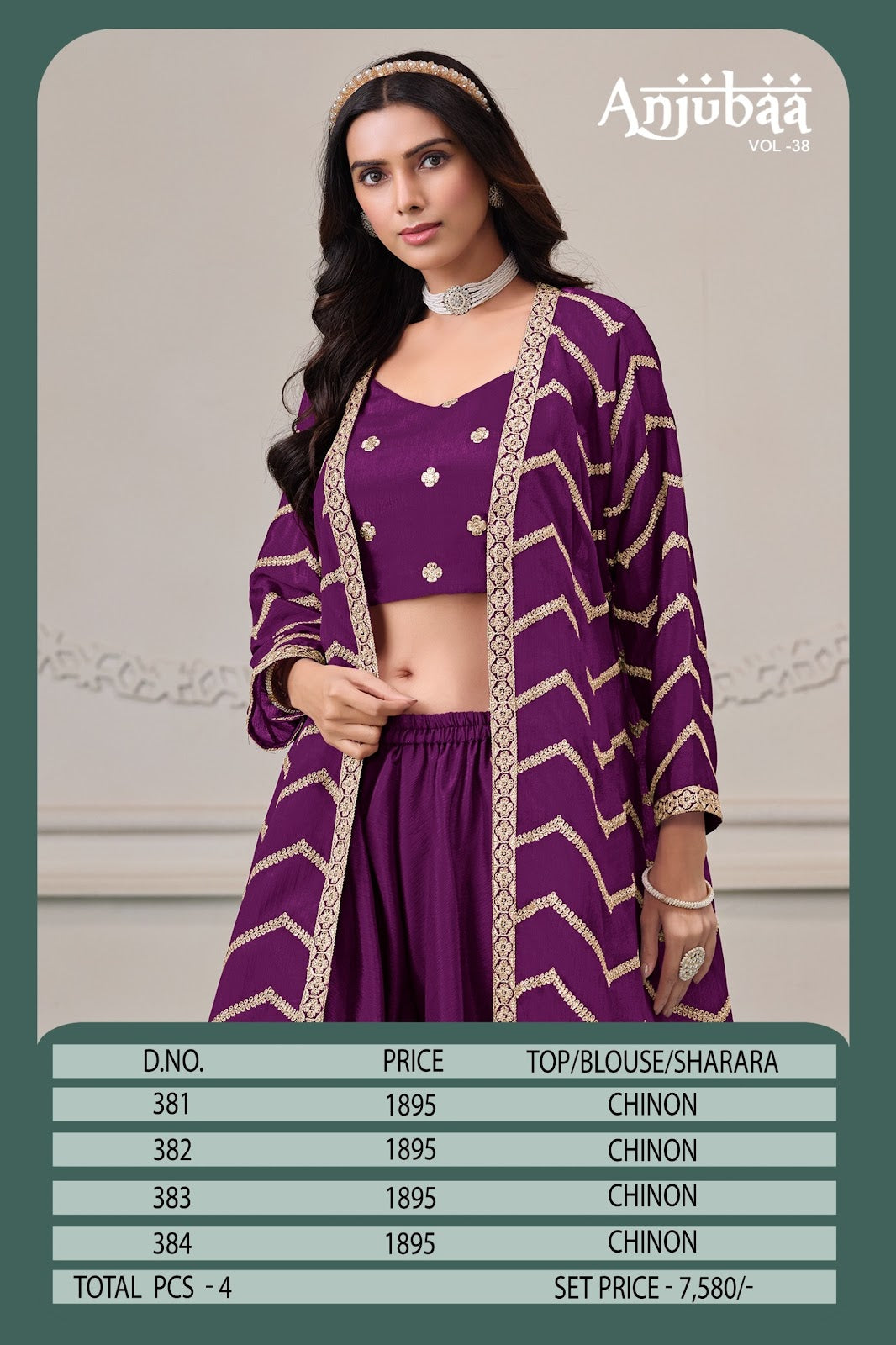 Vol 38 Anjubaa Chinon Crop Top Shurg Palazzo Set Exporter