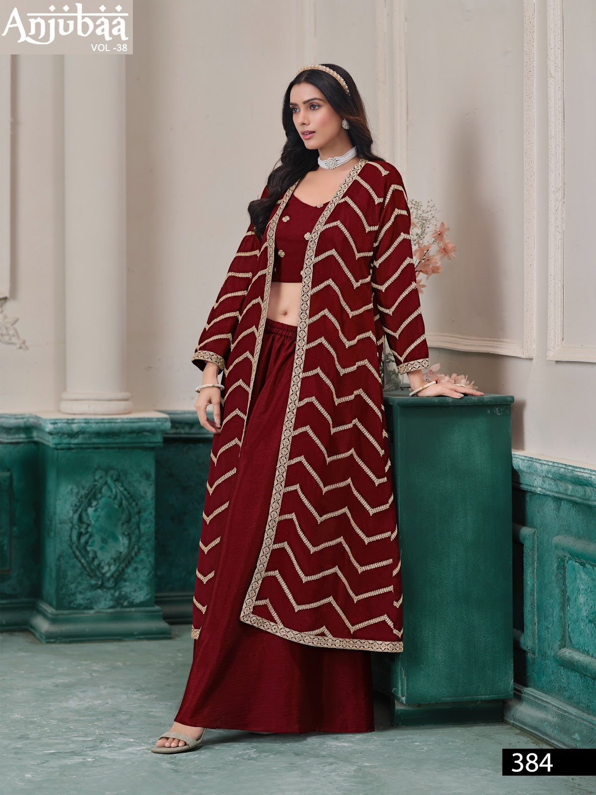 Vol 38 Anjubaa Chinon Crop Top Shurg Palazzo Set Exporter