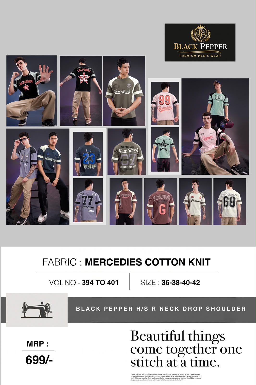 Vol 394 To 401 Oversize Black Pepper Cotton Mens Tshirts Exporter India