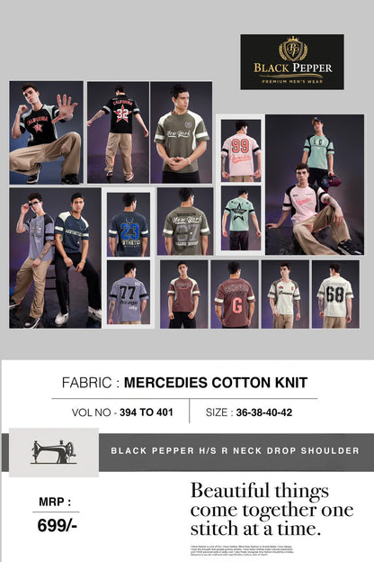 Vol 394 To 401 Oversize Black Pepper Cotton Mens Tshirts Exporter India