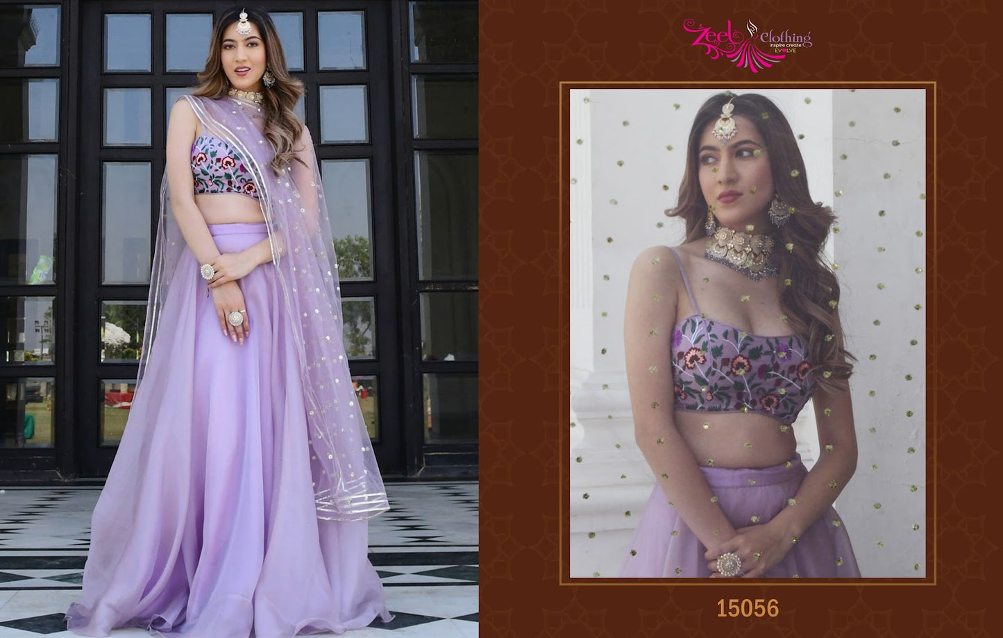 Vol 3 15052-15056 Zeel Organza Lehenga Choli Wholesaler Gujarat