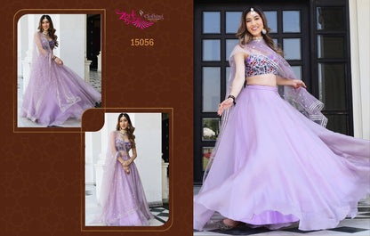 Vol 3 15052-15056 Zeel Organza Lehenga Choli Wholesaler Gujarat