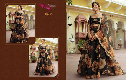 Vol 3 15052-15056 Zeel Organza Lehenga Choli Wholesaler Gujarat