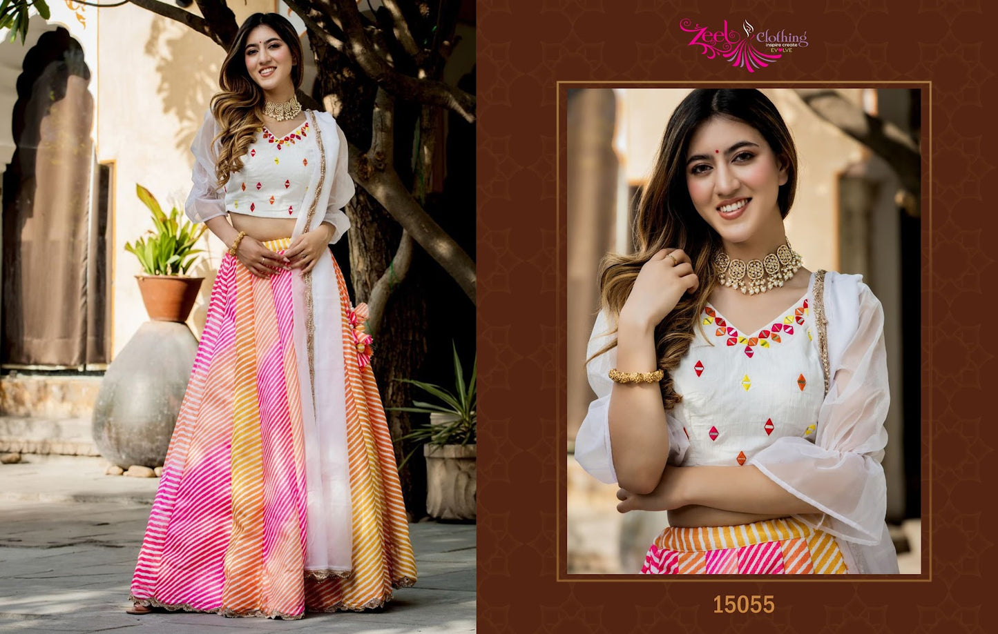 Vol 3 15052-15056 Zeel Organza Lehenga Choli Wholesaler Gujarat