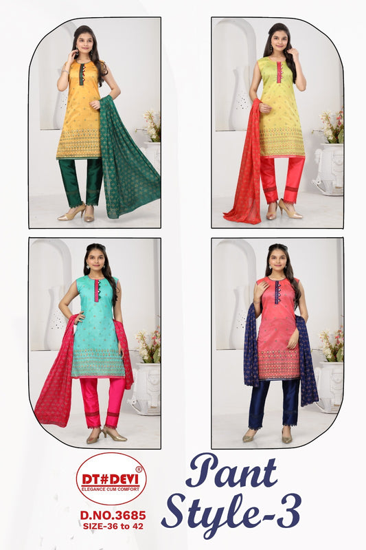 Vol 3 3685 Dt Devi Modal Silk Girls Readymade Pant Suits