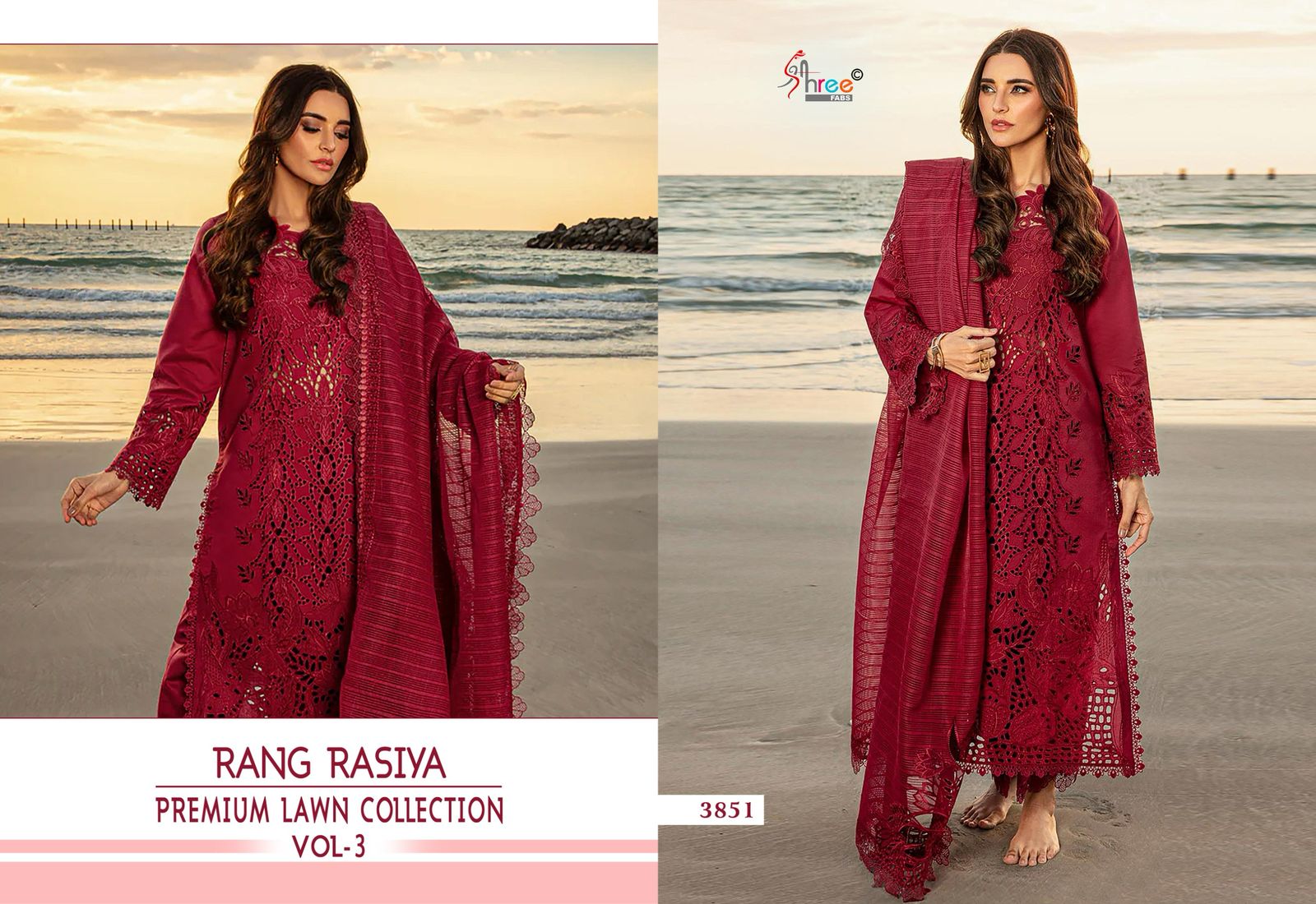Vol 3 Rang Rasiya Premium Lawn Collection Shree Fabs Lawn Pakistani Salwar Suits Supplier Ahmedabad