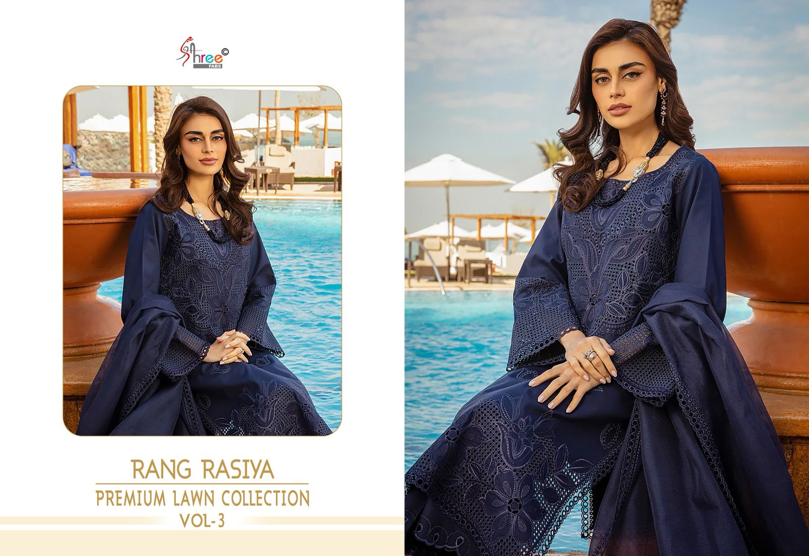Vol 3 Rang Rasiya Premium Lawn Collection Shree Fabs Lawn Pakistani Salwar Suits Supplier Ahmedabad