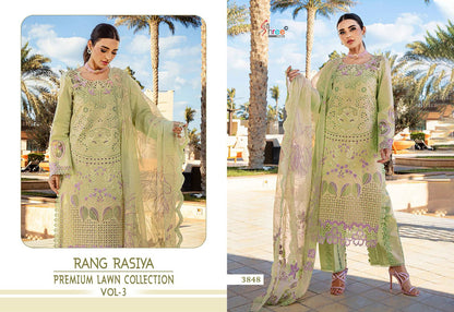 Vol 3 Rang Rasiya Premium Lawn Collection Shree Fabs Lawn Pakistani Salwar Suits Supplier Ahmedabad