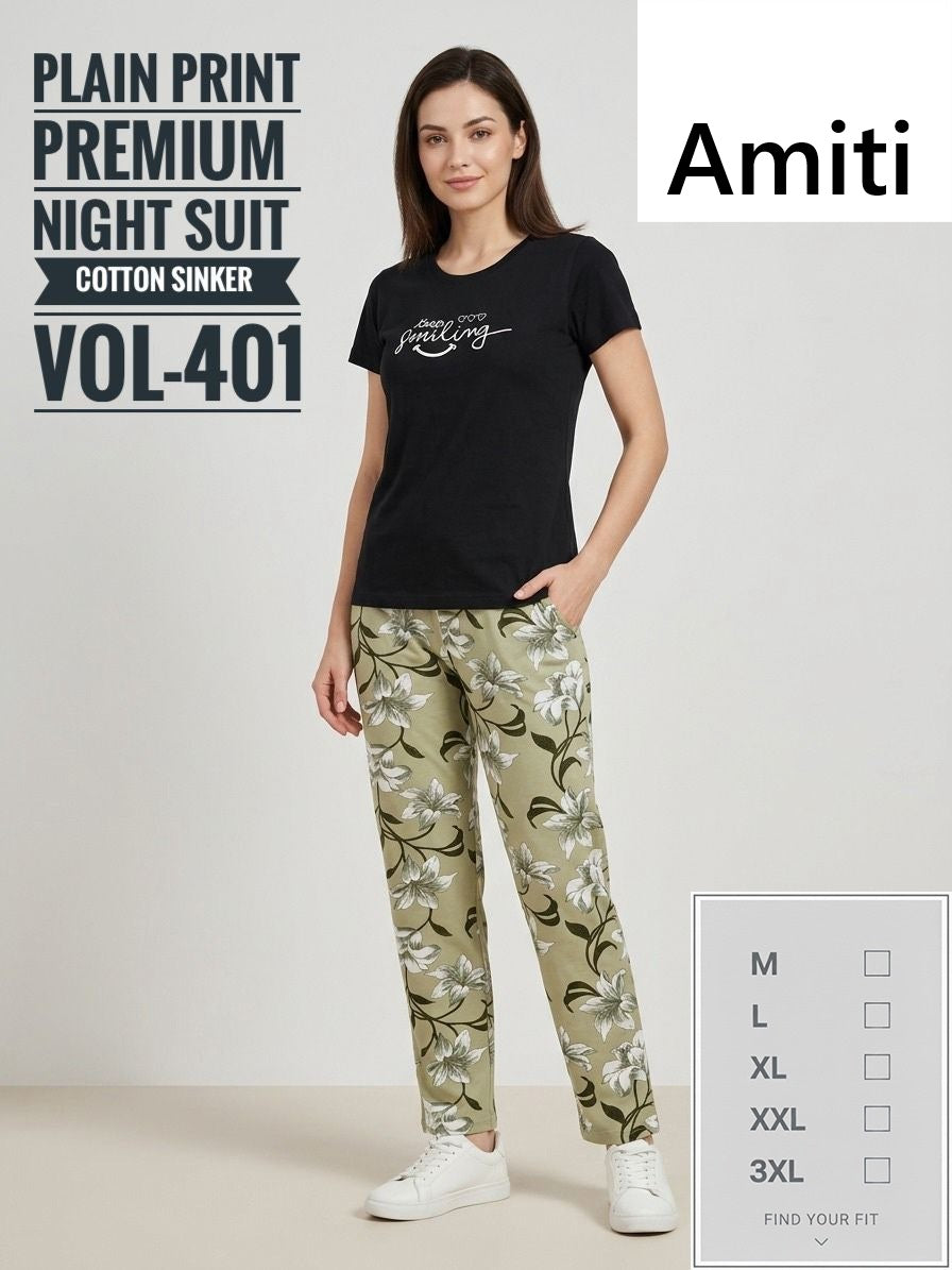 Vol 401 Amiti Cotton Pyjama Night Suits Supplier Ahmedabad