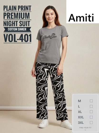 Vol 401 Amiti Cotton Pyjama Night Suits Supplier Ahmedabad