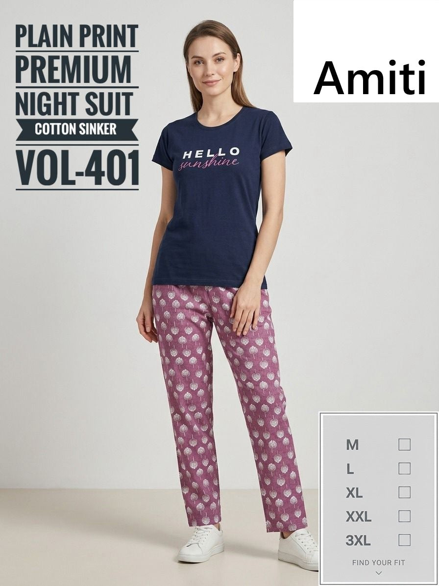 Vol 401 Amiti Cotton Pyjama Night Suits Supplier Ahmedabad