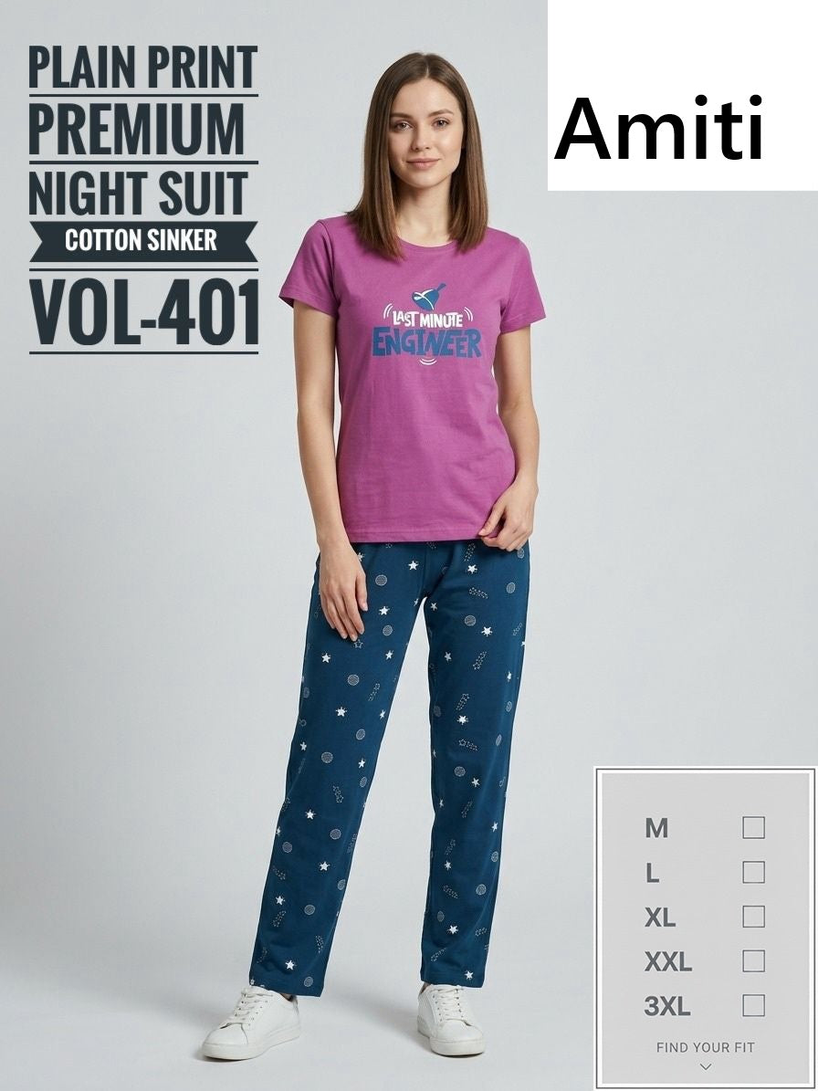 Vol 401 Amiti Cotton Pyjama Night Suits Supplier Ahmedabad